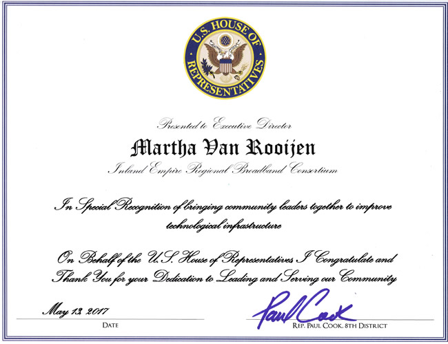 United States Congress Recognition<br/>Adelanto Technology Fair 5-13-2017